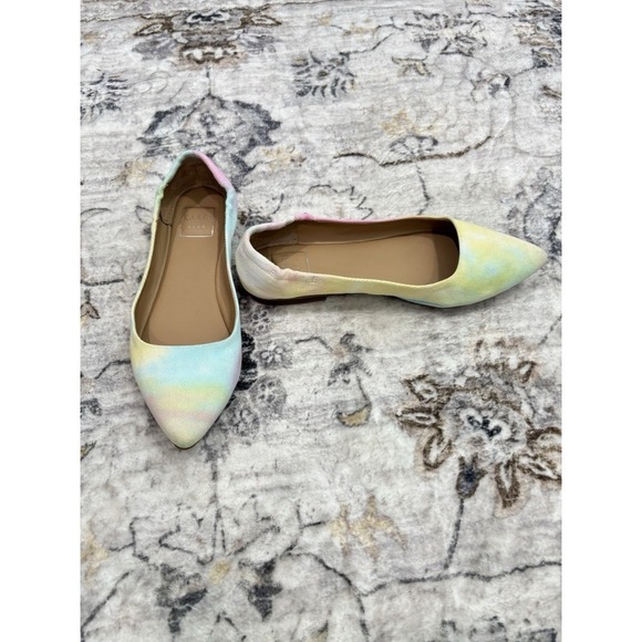 Kaari Blue Flats Size 8 Women's Pastel Tie Dye Pointed Toe Shoes Rainbow Dash - Picture 6 of 7